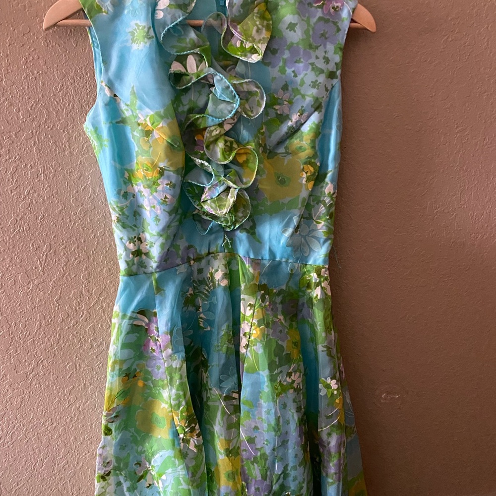 Floral Sleeveless Womans 1960 - Blue and Greendress